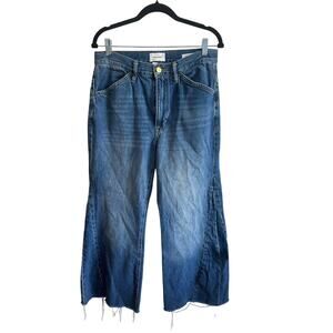 FRAME DENIM Le Baggy Palazzo Wide Leg Jeans Sz 27 Medium Light Blue Wash Raw Hem